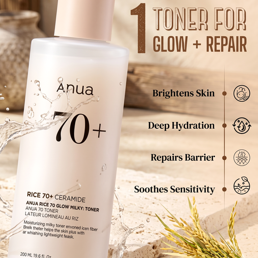ANUA Rice 70 Glow Milky Toner 250ml | Hydrating Toner | AmiGlow NZ