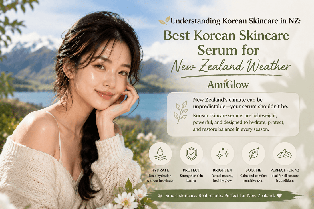 Best Korean skincare serum for New Zealand weather, featuring top-rated K-beauty hydration products from AmiGlow.