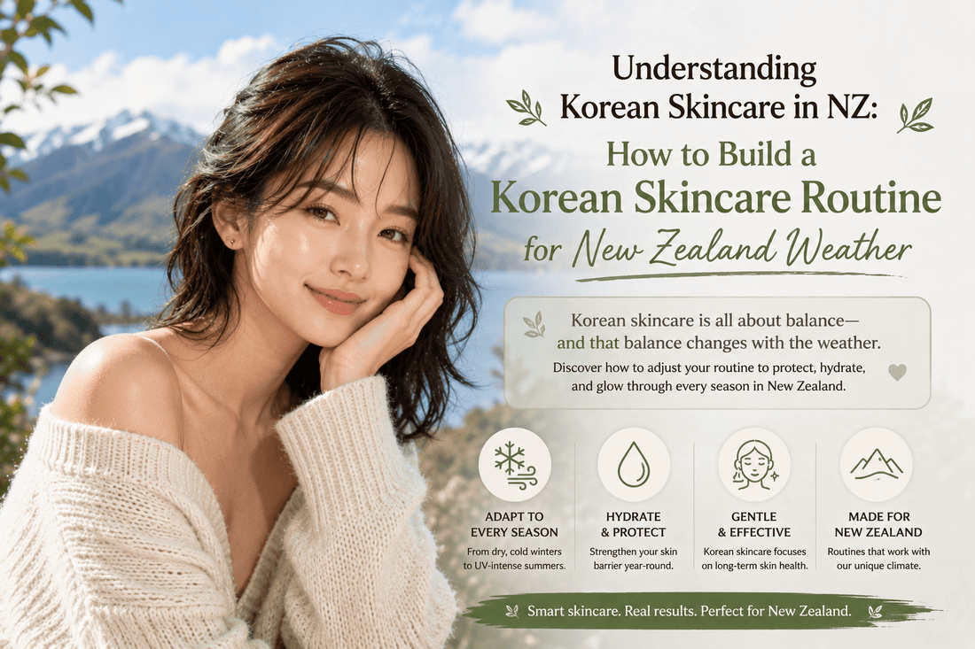 How to build a Korean skincare routine for New Zealand weather, featuring seasonal K-beauty products from AmiGlow.