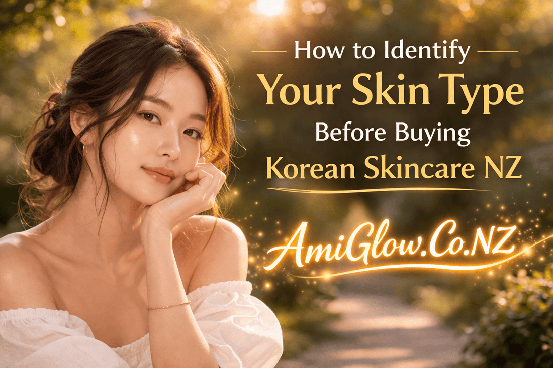How to identify your skin type before buying Korean skincare in NZ, featuring essential K-beauty tips from AmiGlow.