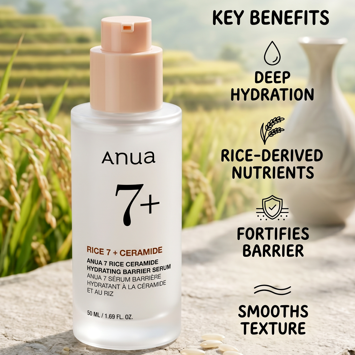 ANUA 7 Rice Ceramide Hydrating Barrier Serum 80ml | Hydrating Serum | AmiGlow NZ