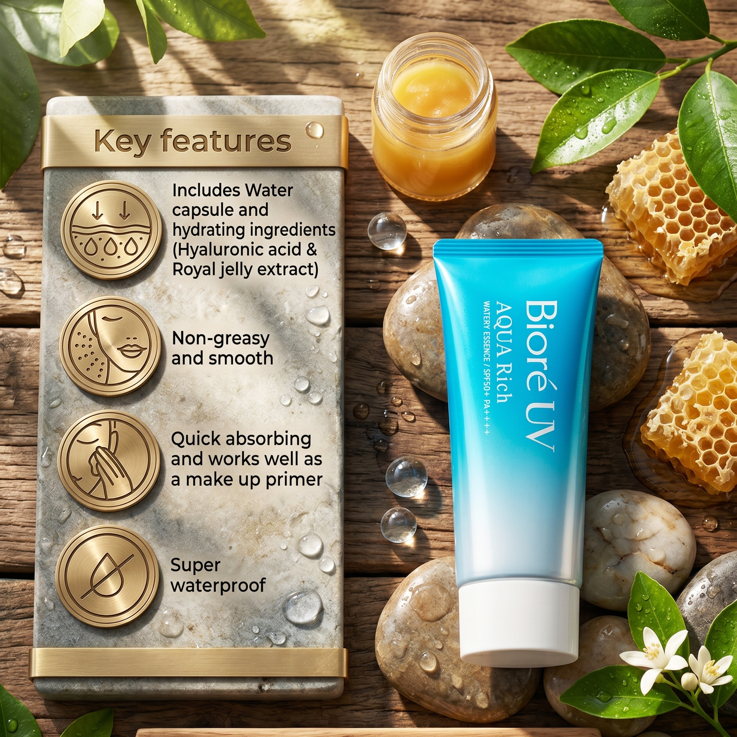 Biore UV Aqua Rich Watery Essence SPF50+ PA++++ 90g | All Skin Types Sunscreen | AmiGlow NZ