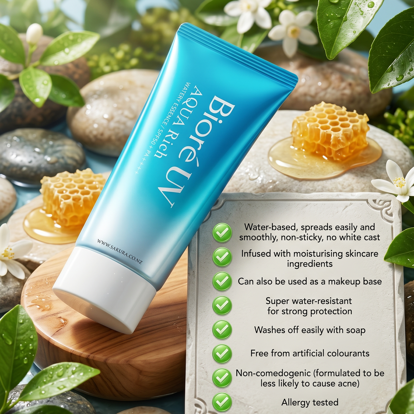Biore UV Aqua Rich Watery Essence SPF50+ PA++++ 90g | All Skin Types Sunscreen | AmiGlow NZ