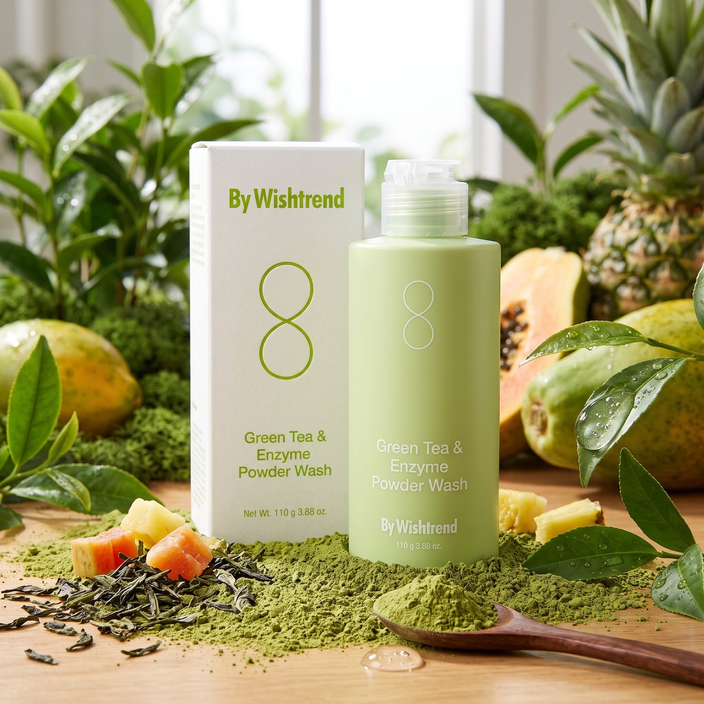 By Wishtrend Green Tea & Enzyme Powder Wash JUMBO 110g | AmiGlow NZ
