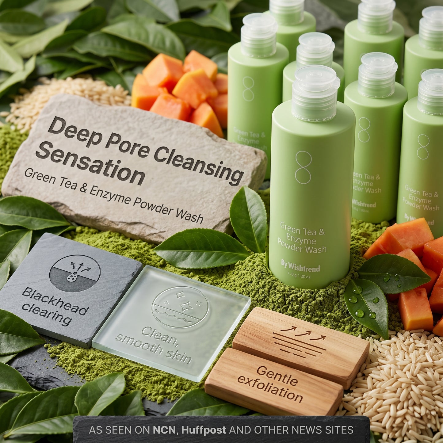 By Wishtrend Green Tea & Enzyme Powder Wash JUMBO 110g | AmiGlow NZ