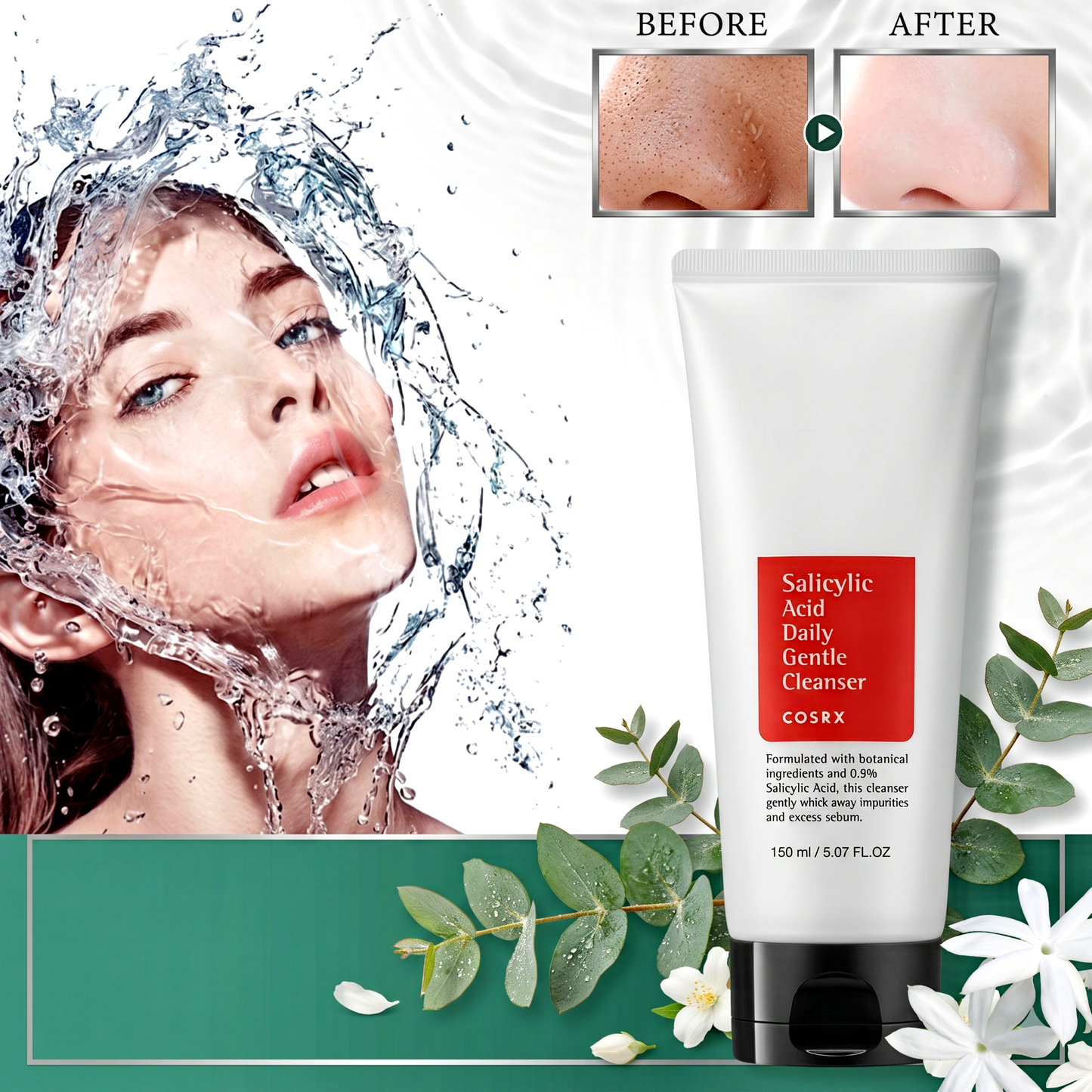 COSRX Salicylic Acid Daily Gentle Cleanser 150ml | Acne Cleanser | AmiGlow NZ