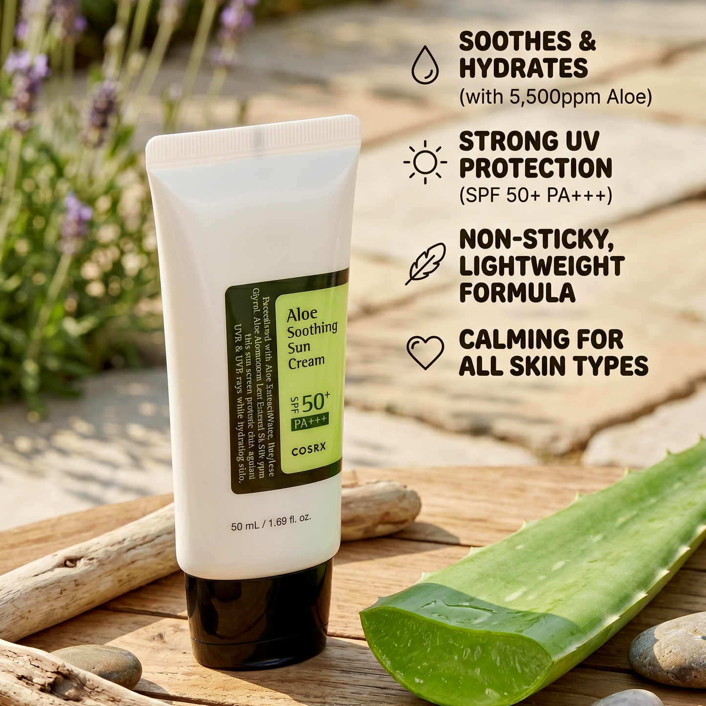 COSRX Aloe Soothing Sun Cream SPF50+ 50ml | AmiGlow NZ