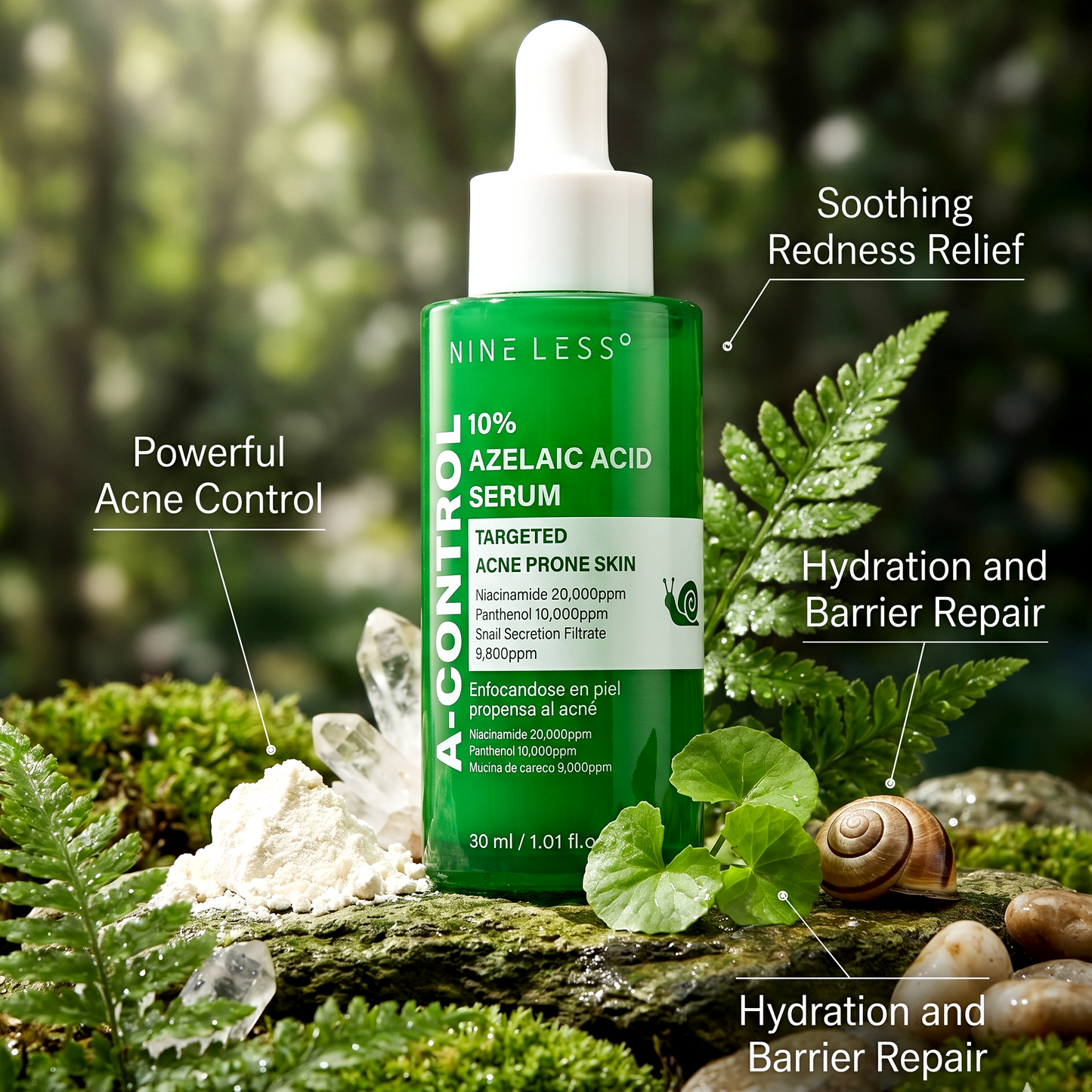 NINELESS A-Control 10% Azelaic Acid Serum 30ml | Redness & Acne Repair | AmiGlow NZ