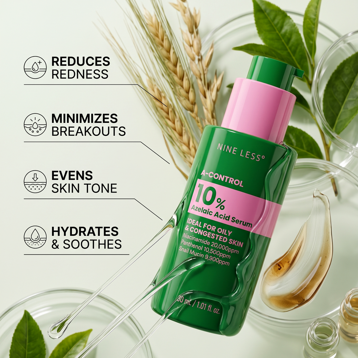 NINELESS A-Control 10% Azelaic Acid Serum 30ml | AmiGlow NZ