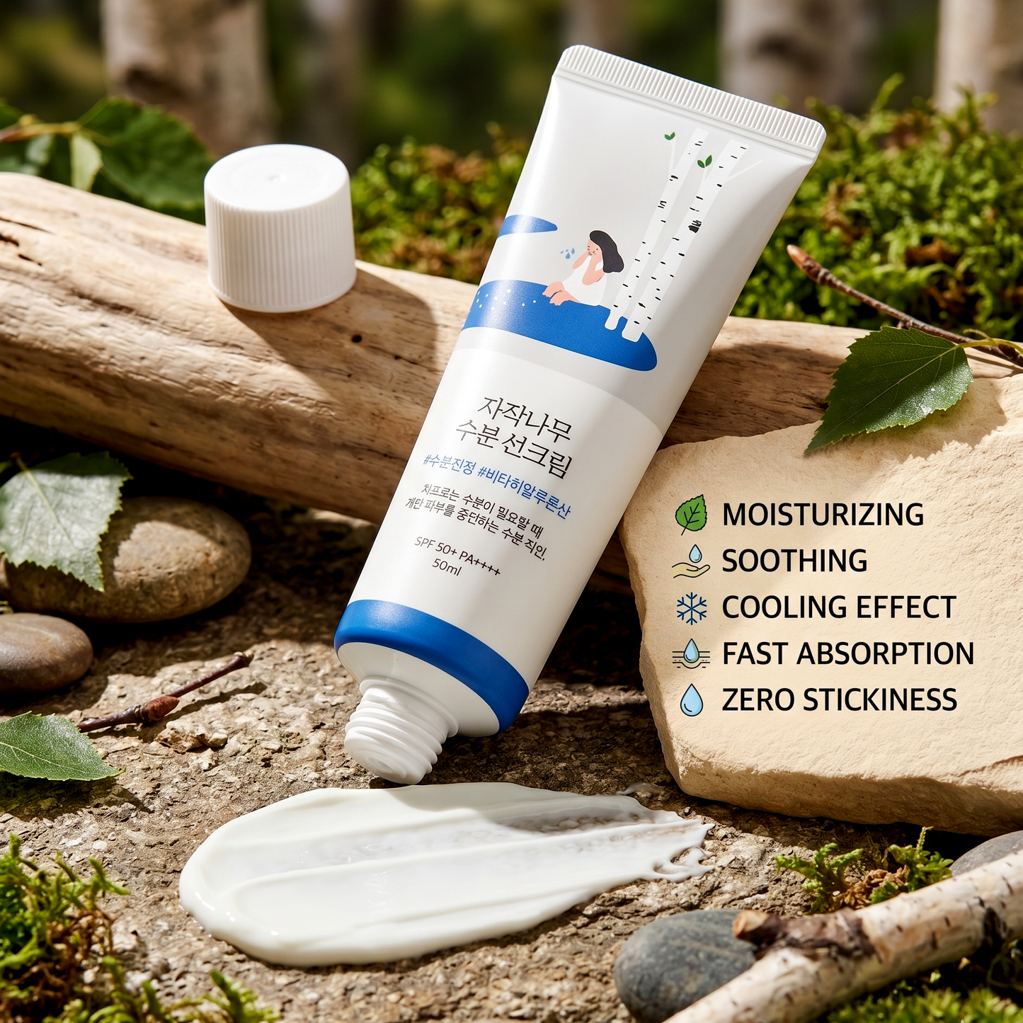 Round Lab- Birch Juice Moisturizing Mild-up Sun Cream 50ml | AmiGlow NZ