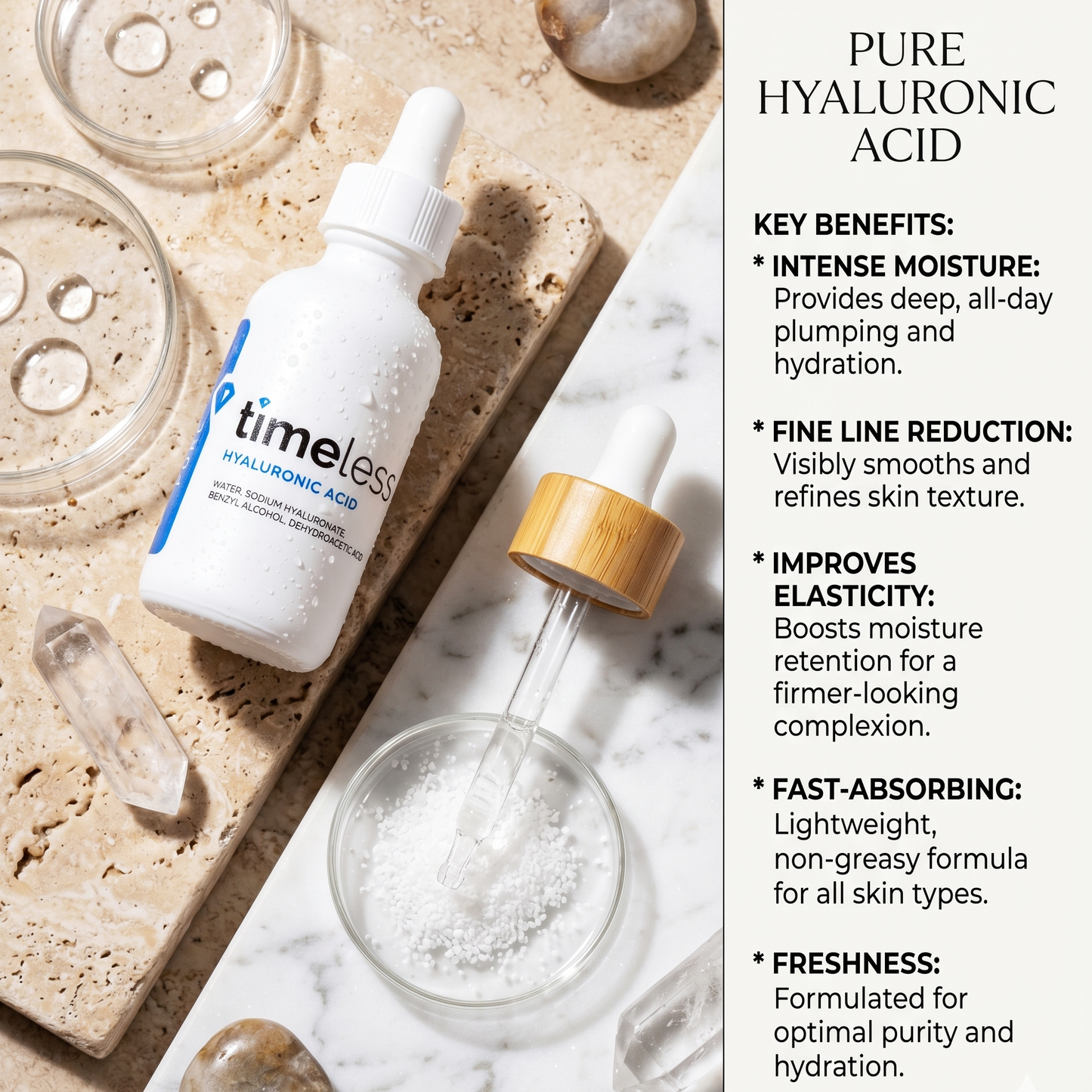 Timeless Hyaluronic Acid 100% Pure 30ml | Hydration Serum | AmiGlow NZ
