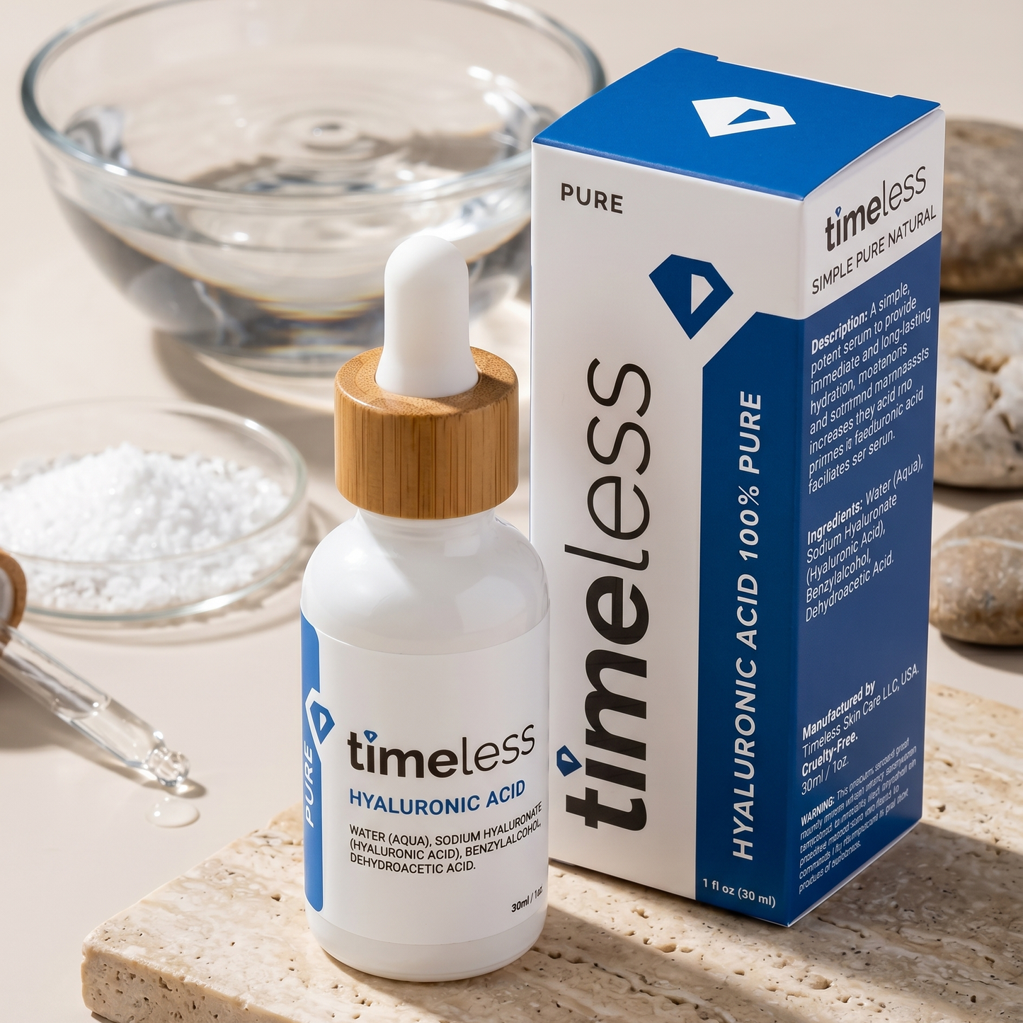 Timeless Hyaluronic Acid 100% Pure 30ml | Hydration Serum | AmiGlow NZ