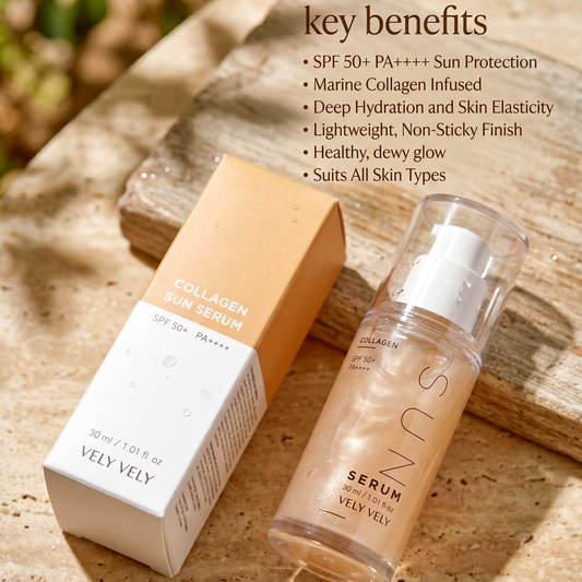 VELY VELY Collagen Sun Serum SPF50+ | Hydrating Sunscreen | AmiGlow NZ