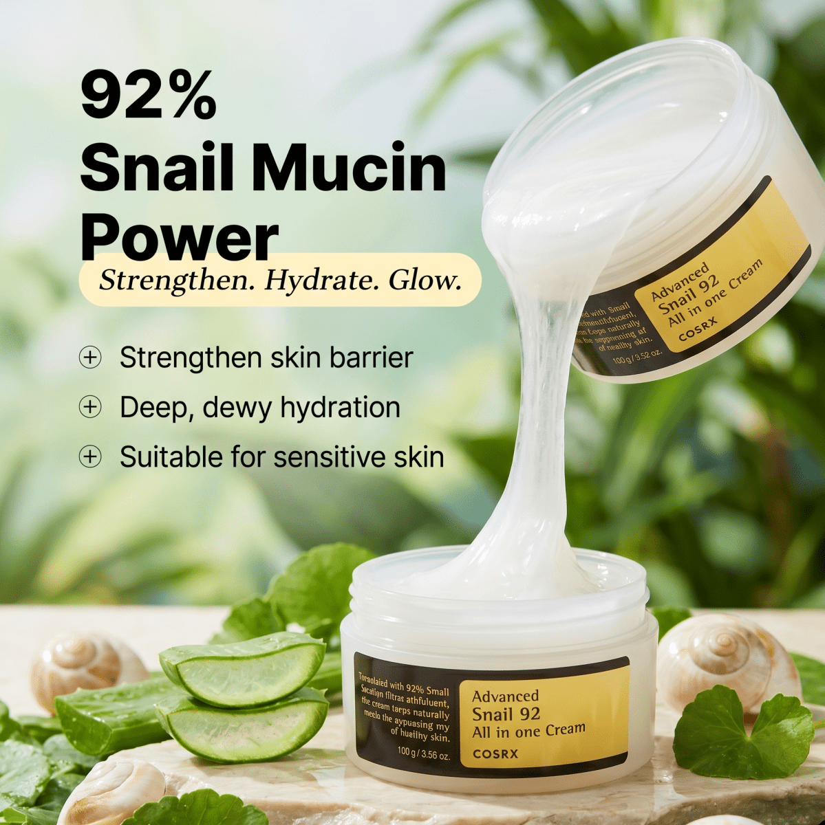 COSRX Advanced Snail 92 All In One Cream 100ml | Snail Mucin Cream | AmiGlow NZ - AmiGlow