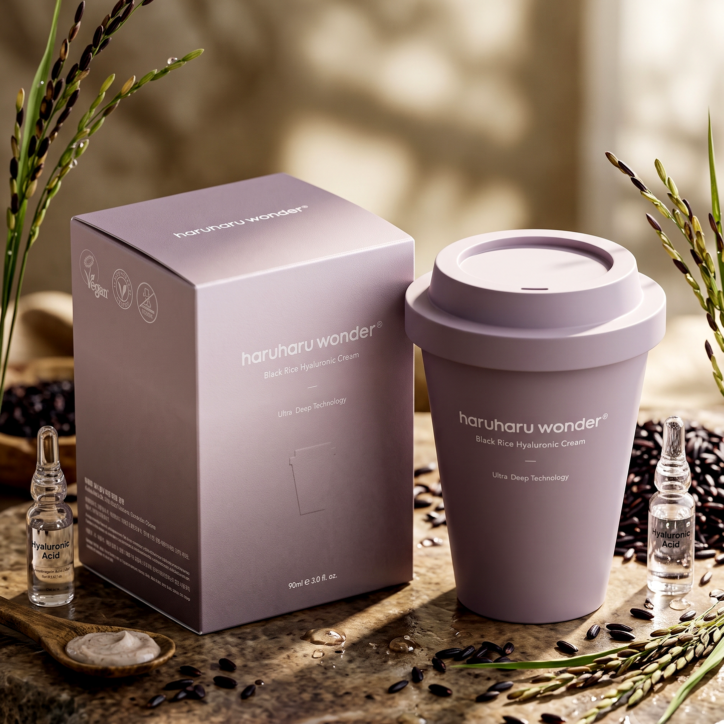 Haruharu Wonder Black Rice 10 Hyaluronic Cream Cup Type 90ml | AmiGlow NZ