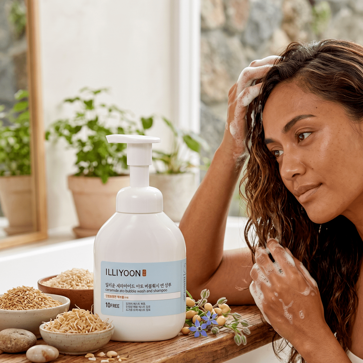 ILLIYOON Ceramide Ato Bubble Wash & Shampoo 400ml | AmiGlow NZ - AmiGlow
