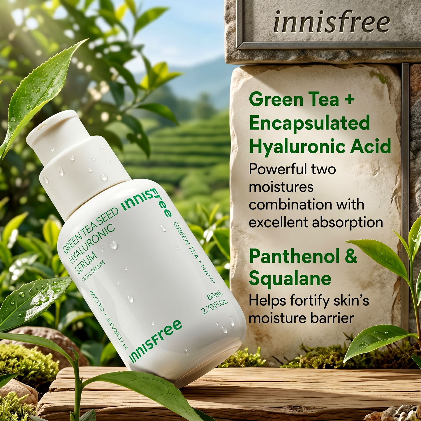 Innisfree Green Tea Seed Hyaluronic Serum 80ml | Hydrating Serum | AmiGlow NZ