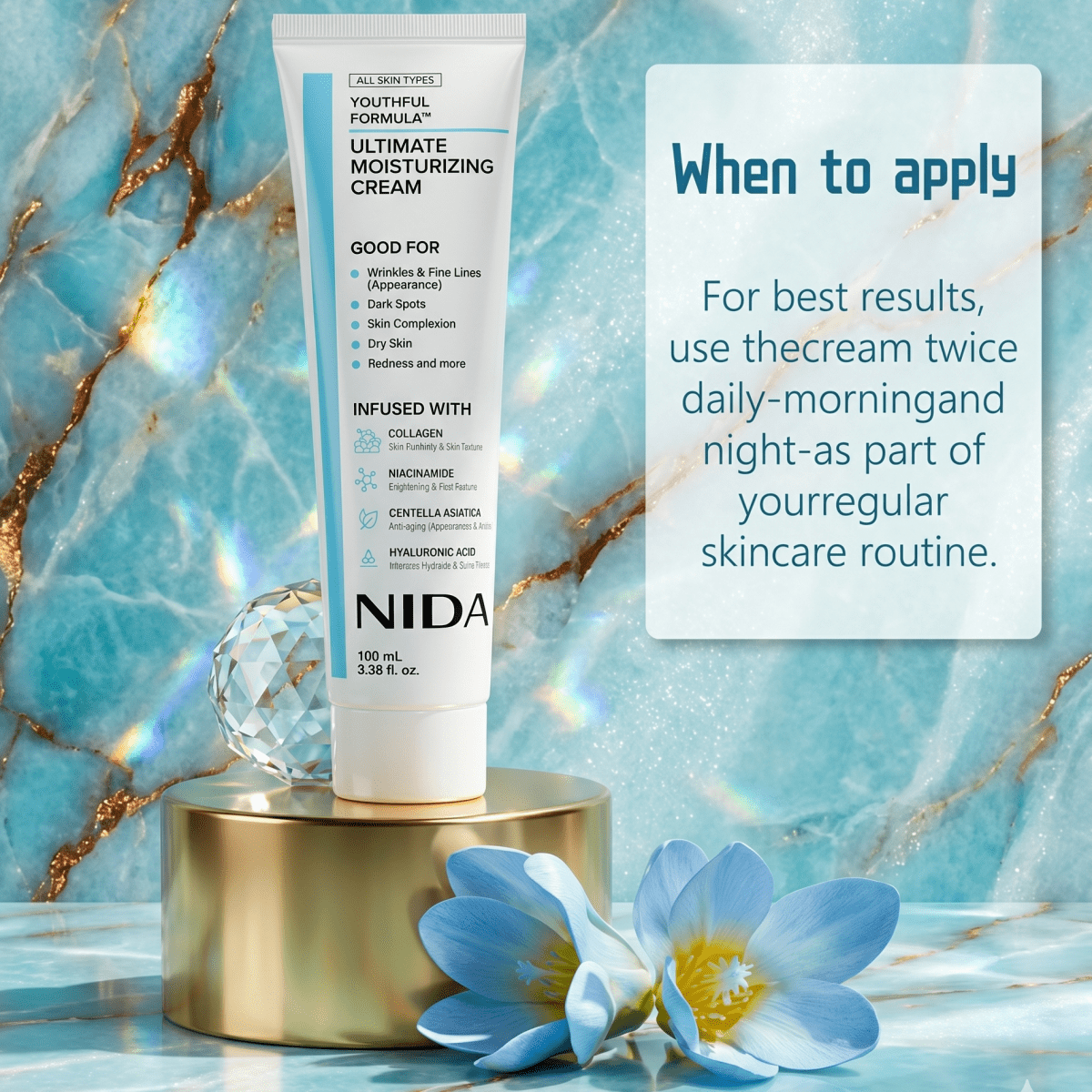 NIDA Youthful Formula Ultimate Moisturising Cream 100ml | Anti-Aging Cream | AmiGlow NZ - AmiGlow