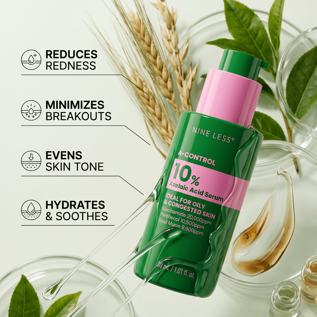 NINELESS A-Control 10% Azelaic Acid Serum 30ml | AmiGlow NZ - AmiGlow