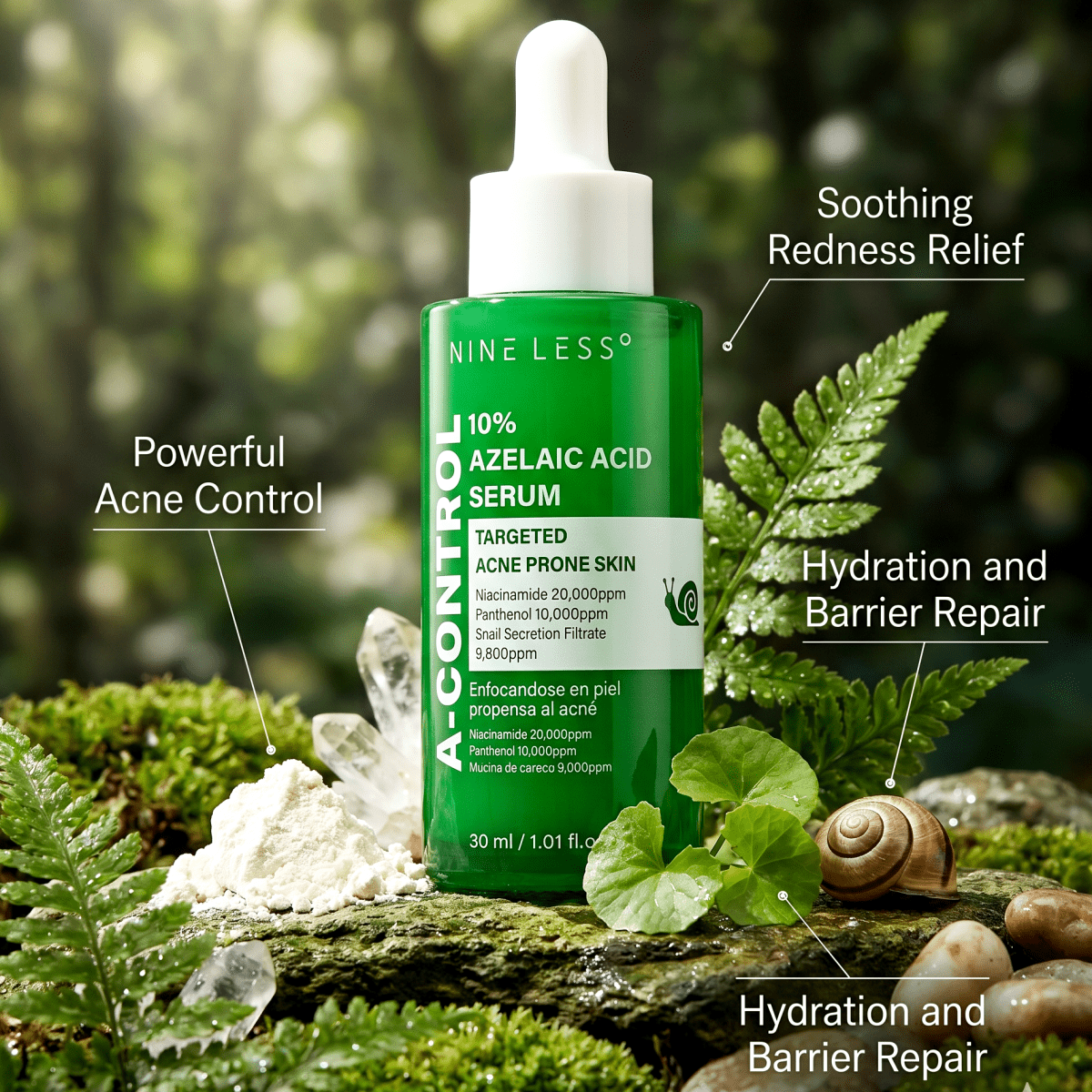 NINELESS A-Control 10% Azelaic Acid Serum 30ml | Redness & Acne Repair | AmiGlow NZ - AmiGlow