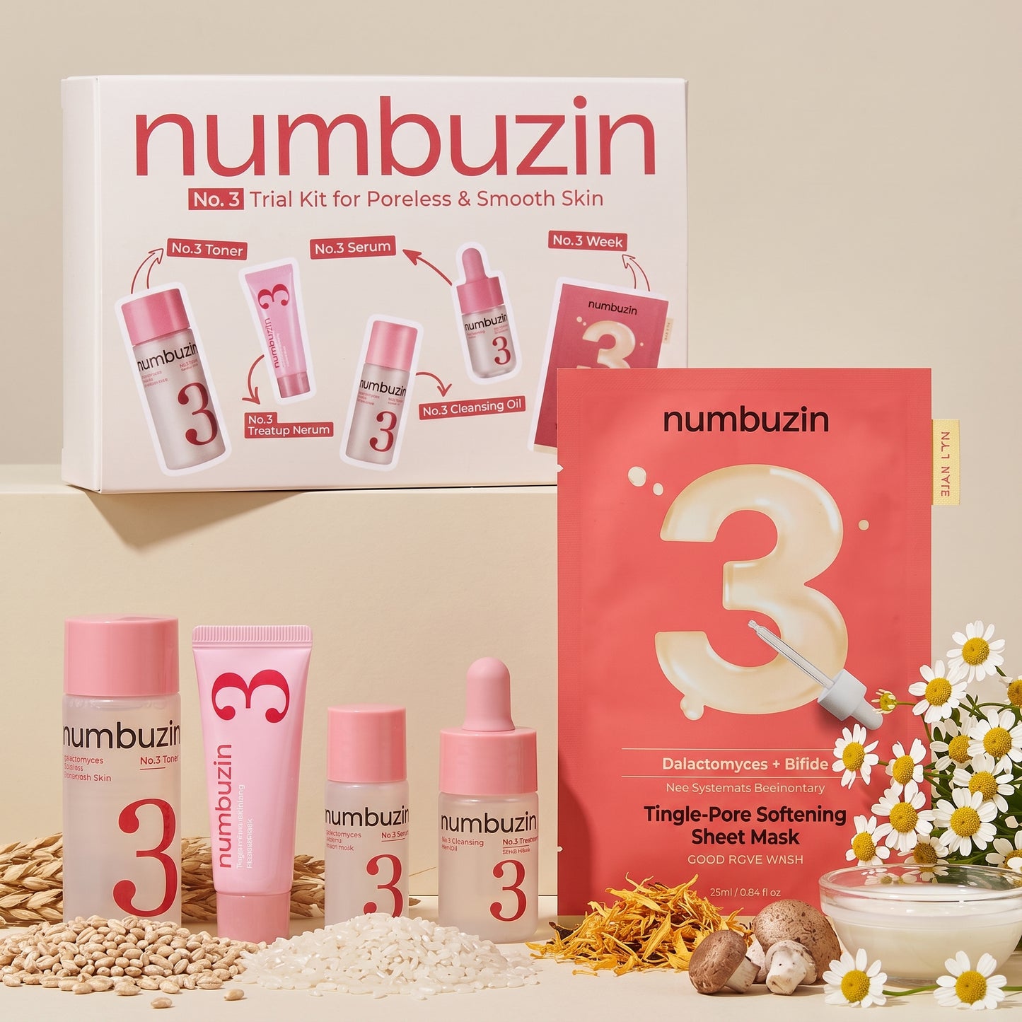 numbuzin No.3 Trial Kit for Poreless & Smooth Skin 5pcs | AmiGlow NZ