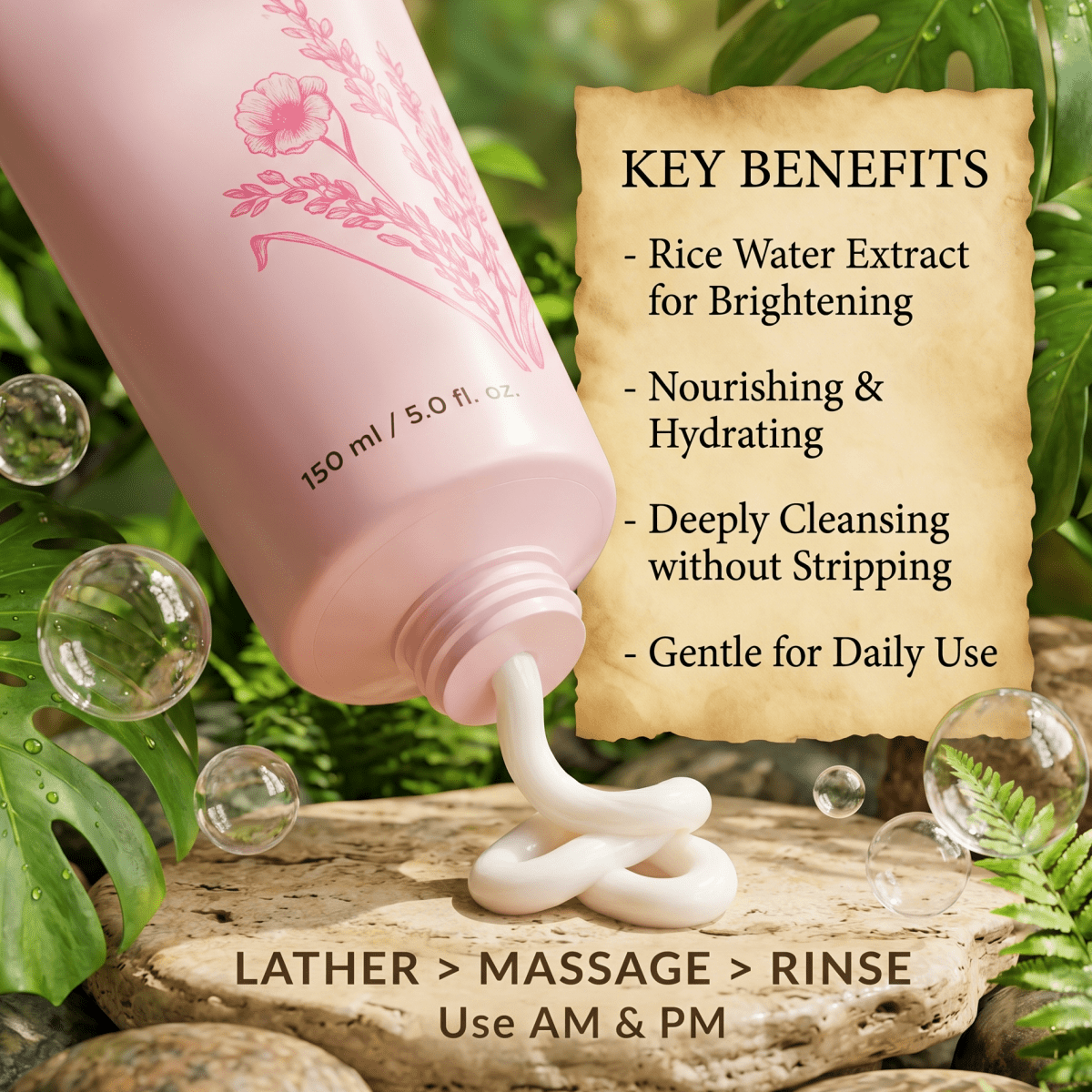 The Face Shop Rice Water Bright Foaming Cleanser 150ml | AmiGlow NZ - AmiGlow